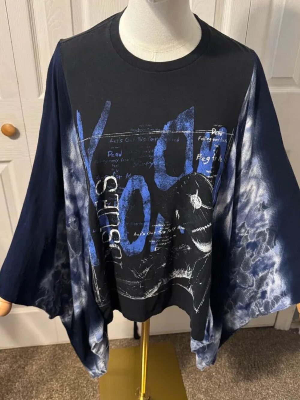 Korn Upcycled Graphic T-shirt with Flowy Tie Dye Sleeves - OSFM